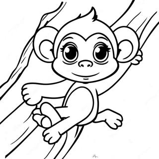 Playful Baby Monkey Climbing Coloring Page 22144-4828
