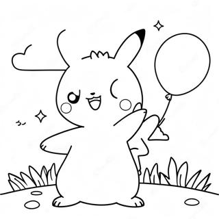 Cute Pikachu With Balloons Coloring Page 2257-102