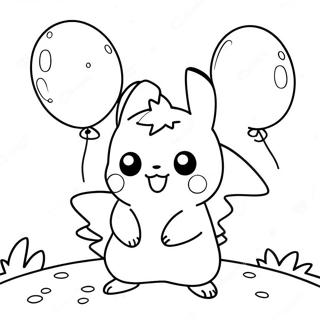 Cute Pikachu With Balloons Coloring Page 2257-103