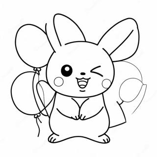 Cute Pikachu With Balloons Coloring Page 2257-104