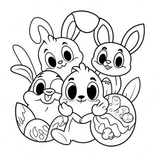 Cute Disney Characters With Easter Eggs Coloring Page 22666-4946