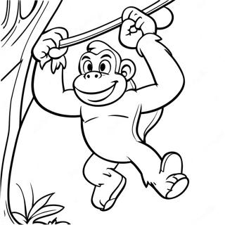 Donkey Kong Swinging From A Tree Coloring Page 23138 5060