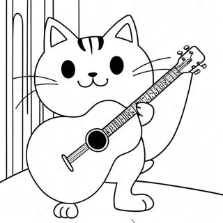 Pete The Cat Playing Guitar Coloring Page 23229-5062