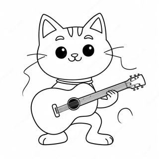 Pete The Cat Playing Guitar Coloring Page 23229-5063