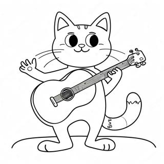 Pete The Cat Playing Guitar Coloring Page 23229-5064