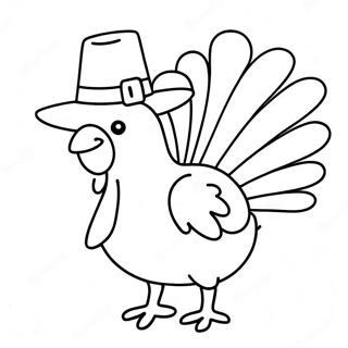 Happy Turkey With A Hat Coloring Page 23594 5147