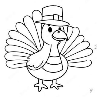 Happy Turkey With A Hat Coloring Page 23594 5148