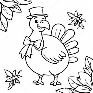 Funny Turkey With A Bowtie Coloring Page 23596-5153