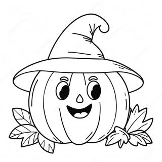 Funny Pumpkin With Hat Coloring Page 23701 5173