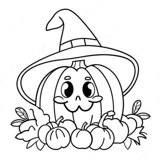 Funny Pumpkin With Hat Coloring Page 23701 5175