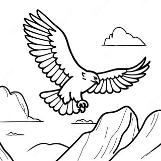 Bald Eagle Soaring Over Mountains Coloring Page 24350-5312