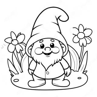 Happy Gnome With Flowers Coloring Page 24441-5322