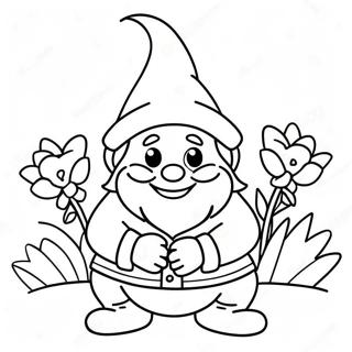 Happy Gnome With Flowers Coloring Page 24441-5323