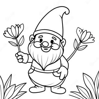 Happy Gnome With Flowers Coloring Page 24441-5324