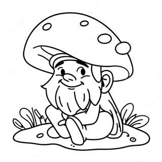 Sleepy Gnome Under A Mushroom Coloring Page 24442-5325