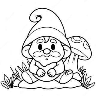 Sleepy Gnome Under A Mushroom Coloring Page 24442-5326