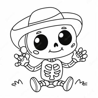 Cute Cartoon Skeleton Coloring Page 24617-5361