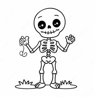 Cute Cartoon Skeleton Coloring Page 24617-5362