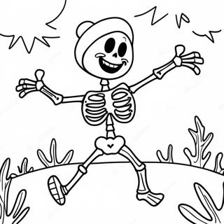 Spooky Skeleton Dancing Coloring Page 24618-5366