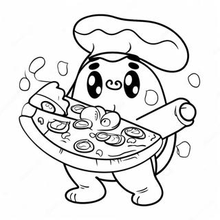 Cute Cartoon Pizza Character Coloring Page 24887-5435