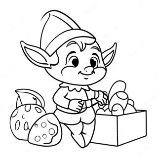 Mischievous Elf Playing With Toys Coloring Page 25163-5486