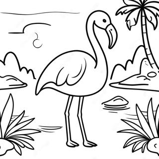 Majestic Flamingo In A Tropical Lagoon Coloring Page 25713-5611