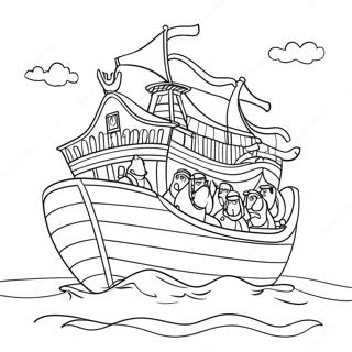 Noah S Ark Sailing On Calm Waters Coloring Page 25811-5633