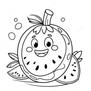 Happy Watermelon Character Coloring Page 26163-5705