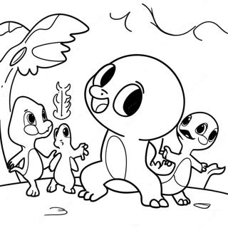 Charmander Playing With Friends Coloring Page 27090-5910