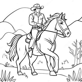 Cowboy Riding A Horse Coloring Page 27376-5955