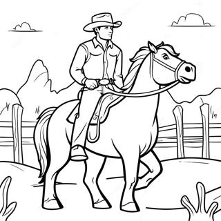 Cowboy Riding A Horse Coloring Page 27376-5956