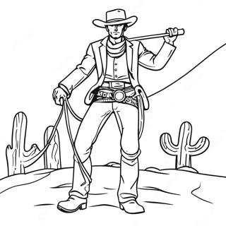 Wild West Cowboy With Lasso Coloring Page 27377-5958