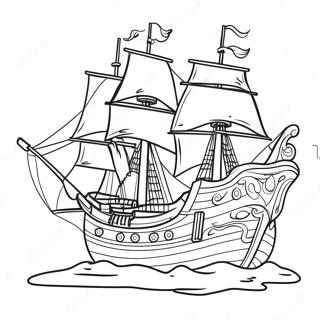 Pirate Ship With Jolly Roger Coloring Page 27570-5997