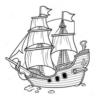 Pirate Ship With Jolly Roger Coloring Page 27570-5998