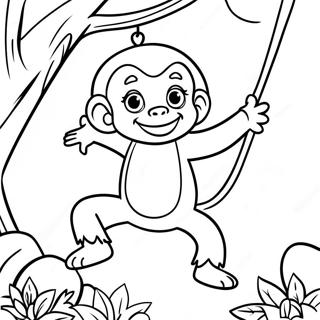 Curious George Swinging From A Tree Coloring Page 27659-6015