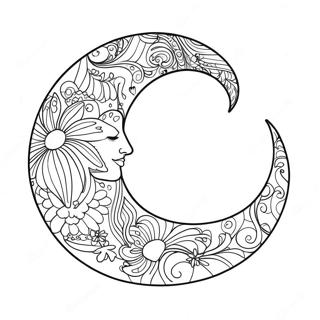 Whimsical Crescent Moon Coloring Page 28134-6117