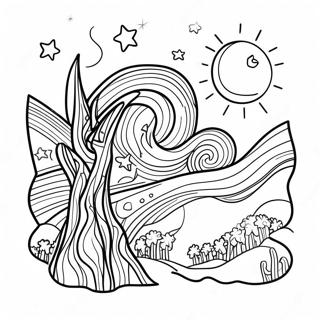 Starry Night Sky With Moon Coloring Page 28135-6123