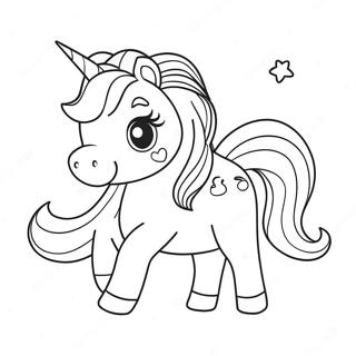 Cute Kawaii Unicorn Coloring Page 2838-1163