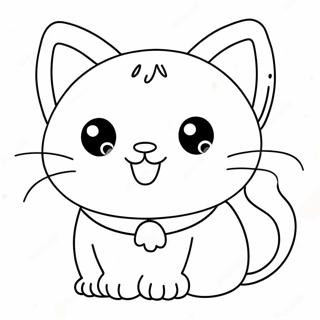 Adorable Kawaii Cat Coloring Page 2839-1541