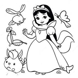 Snow White With Friendly Animals Coloring Page 28488-6194