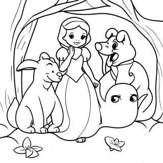 Snow White With Friendly Animals Coloring Page 28488-6195