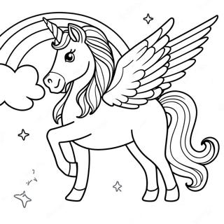 Magical Unicorn In A Rainbow Coloring Page 287-1811