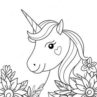 Sparkling Unicorn With Flowers Coloring Page 288-173