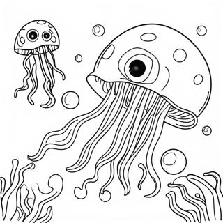 Colorful Jellyfish Swimming In Ocean Coloring Page 28949-6294