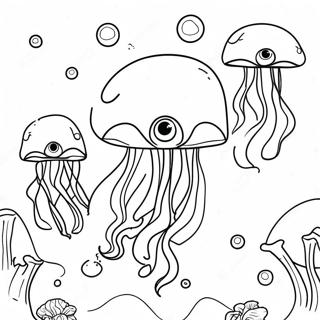 Colorful Jellyfish Swimming In Ocean Coloring Page 28949-6296