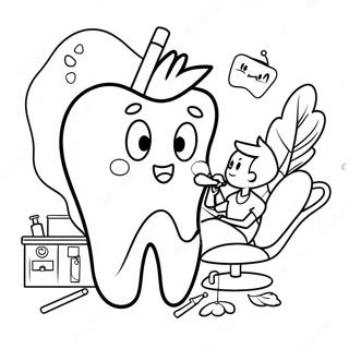 Cute Tooth Fairy Visiting Dentist Coloring Page 29036-6317