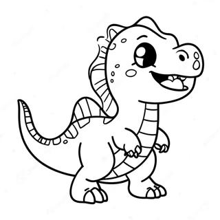 Happy Chibi Dinosaur Coloring Page 29205-6357