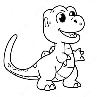 Happy Chibi Dinosaur Coloring Page 29205-6358