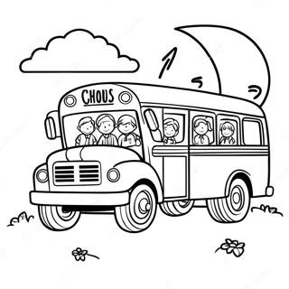 Happy School Bus With Kids Coloring Page 29855-6497