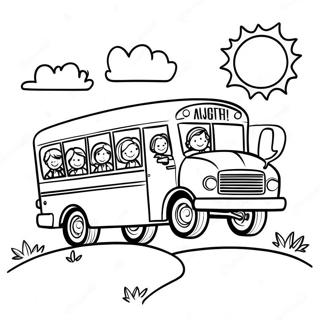 Happy School Bus With Kids Coloring Page 29855-6498